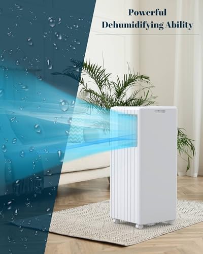 3-In-1 Portable Air Conditioner, 8000 BTU AC Unit Cools Rooms Up to 350 Sq.Ft, Air Cooler & Dehumidifier with Remote, Ultra Quiet Operation, LED Display for Bedroom, Office