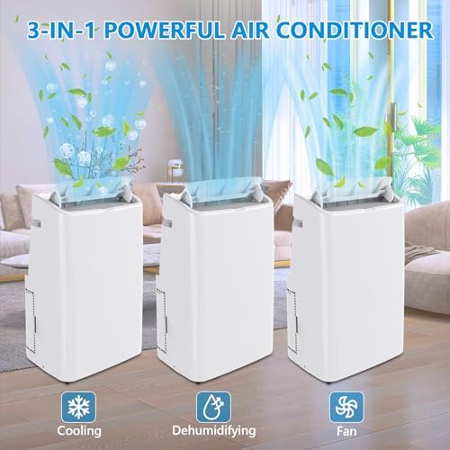 Portable Air Conditioners 14000 BTU 3-IN-1 Freestanding AC Unit, Cools Up to 750 Sq.Ft, Fan/Dehumidifier/Cooling Modes, with Remote Control, Smart and Sleep Mode, 24H Timer, Auto Swing, Window Ki
