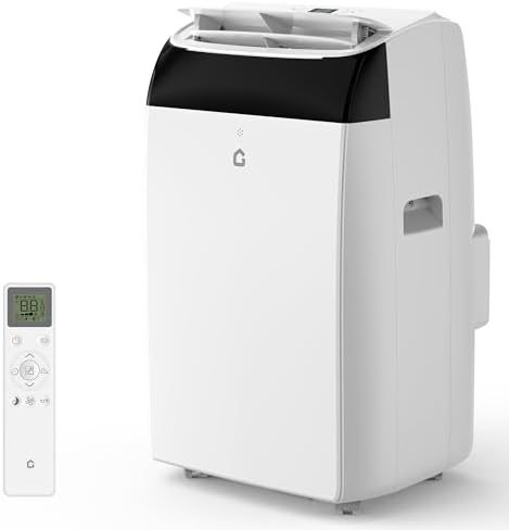 12000 BTU Portable Air Conditioner, 3-In-1 Portable AC Unit with Dehumidifier & Fan, Quiet Room Air Conditioner Cools Up to 550 Sq.Ft., Remote, Installation Kits, Auto Swing, 3 Speed, Timer, White Top