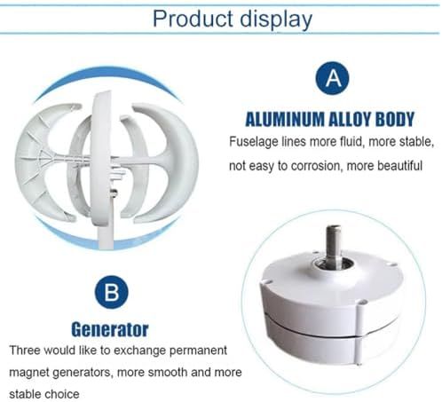 Kang 10000W Wind Turbine Generator Kit, Quiet 5-Blade AC 12V/24V/48V Wind Turbines for Home, Farm, Boat, Efficient Renewable Energy Solution (White, 220V)