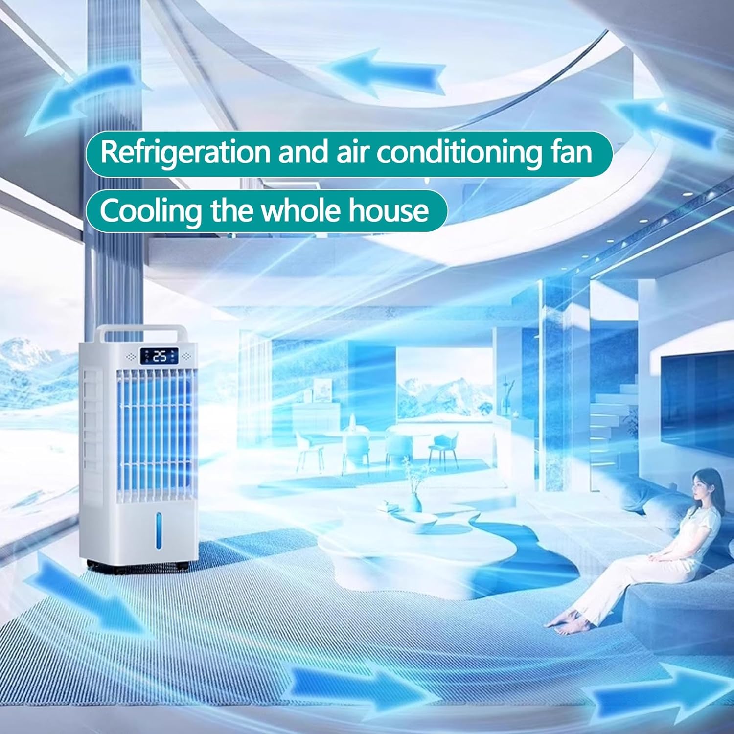 Standing Air Conditioner with Wheels 6-Speed Quiet Operation Portable Air Conditioners for Small Rooms 10L Large Water Tank for Room Garage Patio