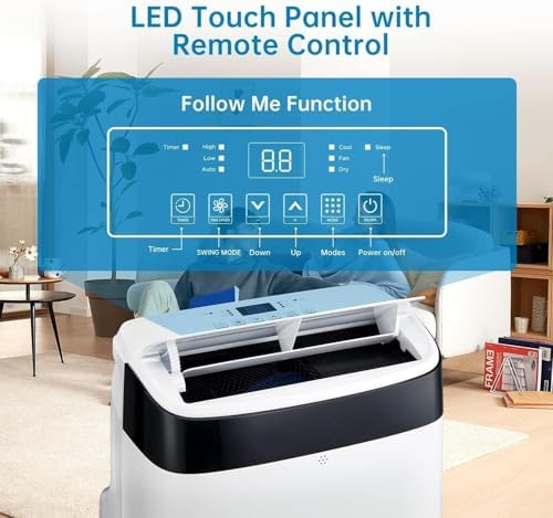 12,000 BTU Portable Air Conditioner, 3-In-1 Portable AC Unit with Dehumidifier and Fan, Cools Up to 550 Sq. Ft. Room Air Conditioner, Remote Control, Quiet Operation & 24Hours Timer, White Cover