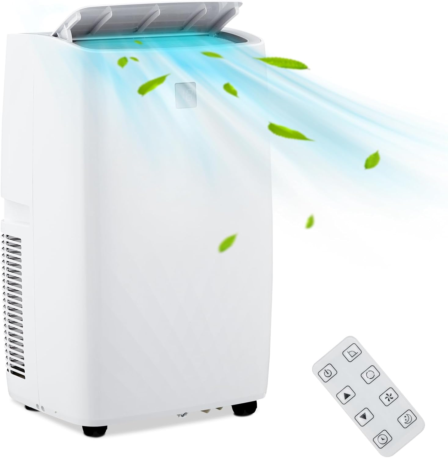 Small Air Conditioner 14,000 BTU with Built-In Dehumidifier - Portable AC Unit for Rooms Up to 750 Sq Ft - Sleep Mode, Swing Fan, 24H Timer, Remote Control, Window Kit, White