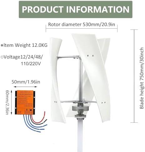 Residential Wind Turbine Generator Kit 12000W - Horizontal Blades with Controller, 12V/24V/48V Magnetic Levitation for Home Use, Eco-Friendly Energy Solution