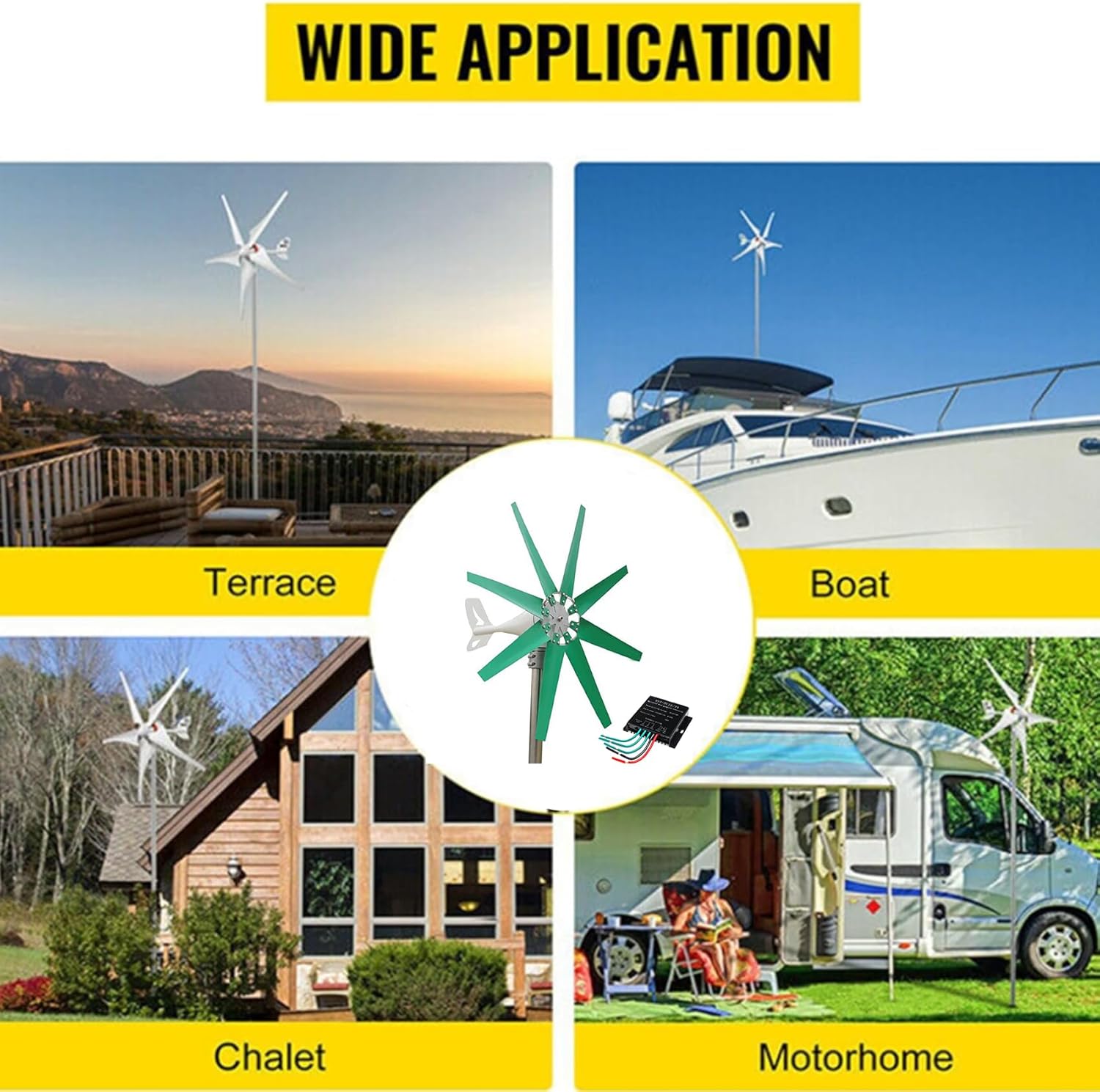 Portable 3000W Small Vertical Wind Turbine,Permanent Maglev Wind Turbine Generator12v/24V/48V with MPPT Controller for Home Use (Low Start Windmill)