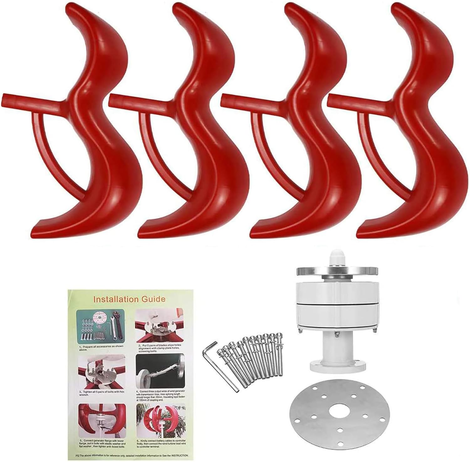 14000W Energy Generator Wind Power Kit, Free Energy Windmill 12V -220V 3 Phase Wind Power with Controller for Boat Outdoor,12V(Red)