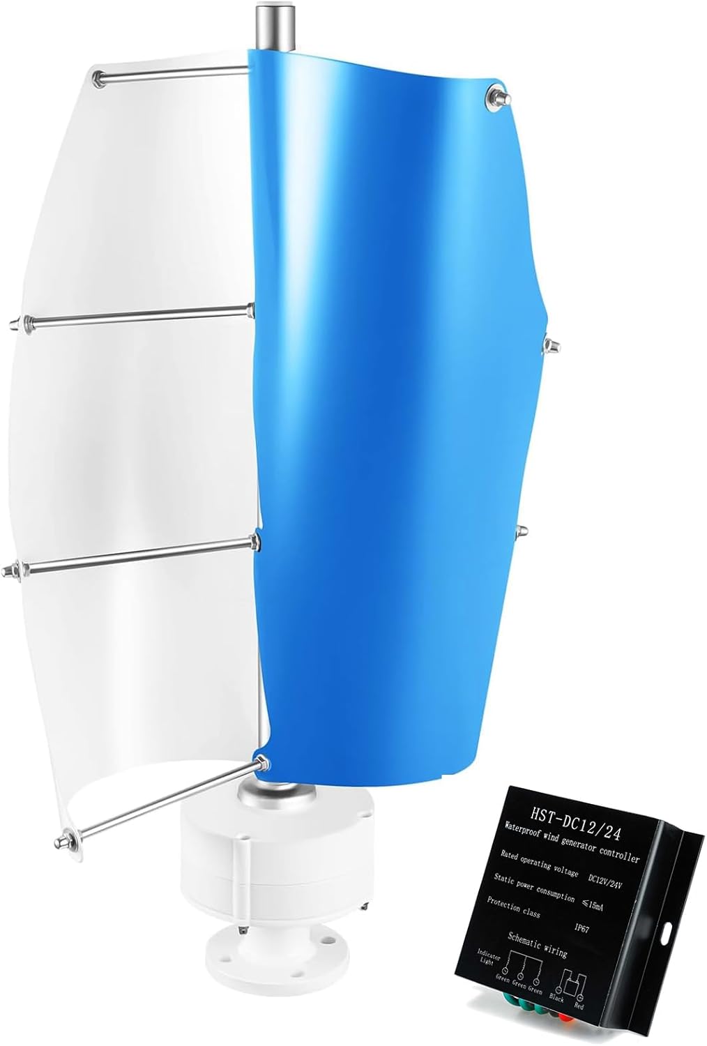 9000W12V 24V 48V 220V Vertical Axis Permanent Maglev Wind Turbine with Controller for Garden Outdoor Street Lighting(Blue)