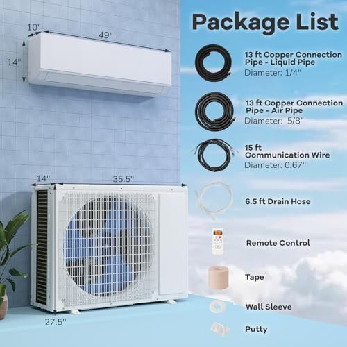 DORTALA 24000 BTU Mini Split Air Conditioner, 25 SEER2 208-230V Wifi Enabled Inverter Ductless Wall AC Unit & Heater with Remote, Installation Kit, Pre-Charged Heat Pump System for Alexa, White