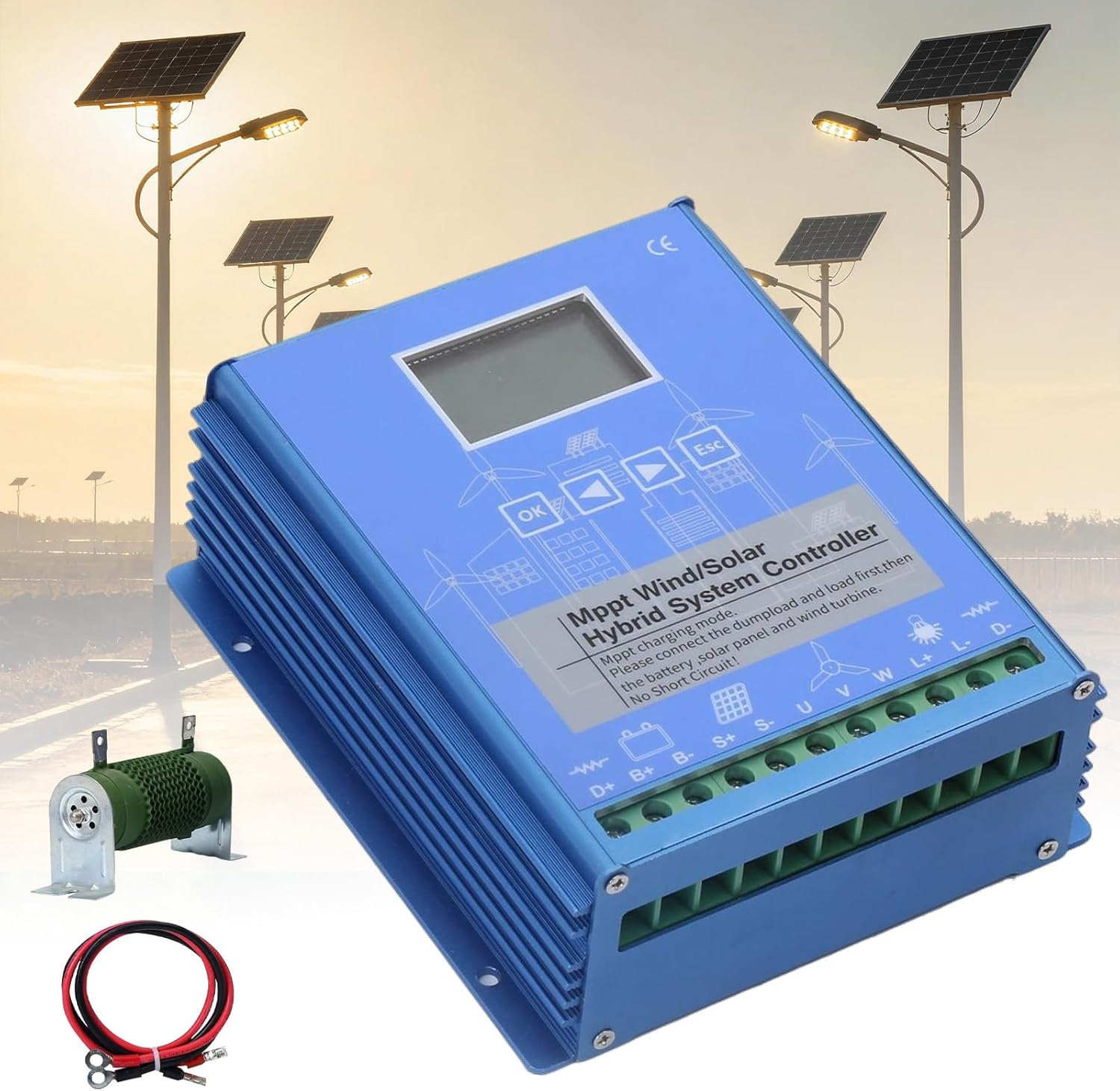 Hybrid Wind Solar Controller auto 12/24/48v 1000W Solar Wind Controller Solar and Wind Charge Controller Wind/Solar Hybrid System Controller 1000W-24/48VAuto