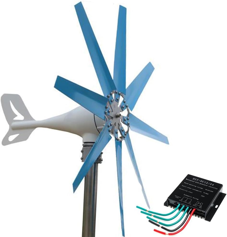14000W 8 Blades Wind Turbine Generator Kit with Charge Controller Windmill Power Wind Power Generator for Marine RV Home(12V 24V 48V 220V)