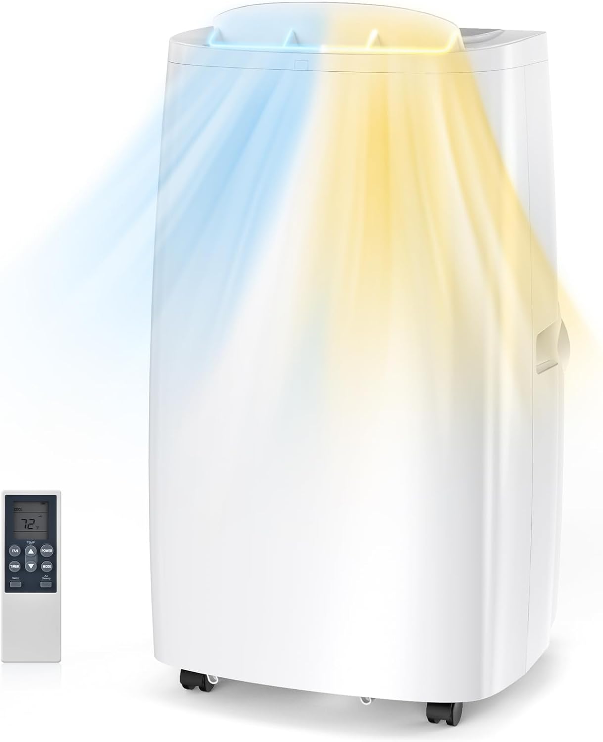 Air Choice 14000 BTU Portable Air Conditioner, 4-in-1 Air Conditioner Portable for Room Up to 700 Sq.Ft. with Remote, Auto Swing, Quiet AC Unit as Heater Dehumidifier Fan, 24H Timer, Window Kit, White