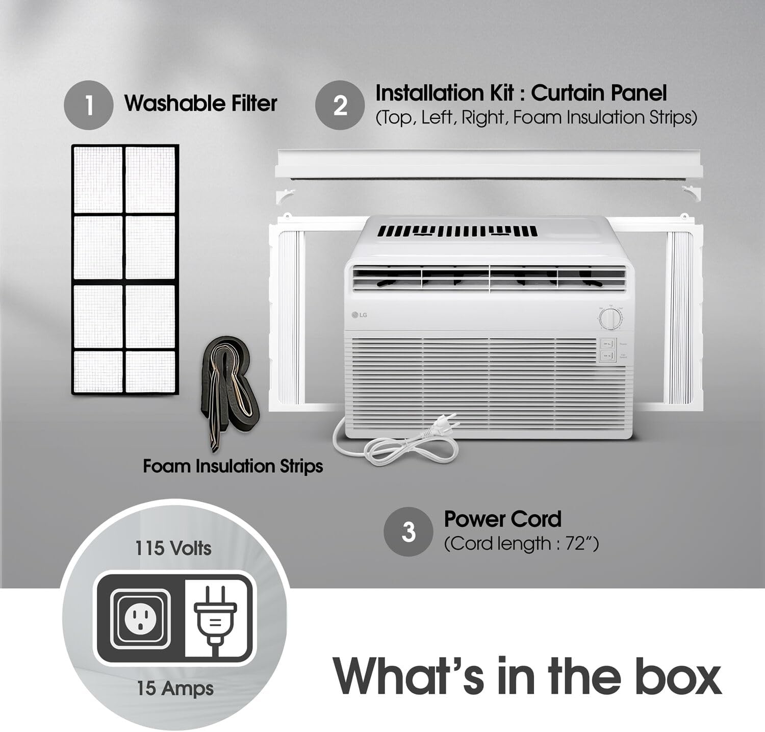LG 5,000 BTU Window Air Conditioner, Cools 150 Sq.Ft. (10' x 15' Room Size), Quiet Operation, 2 Cooling & Fan Speeds, 2-Way Air Deflection, Washable Filter, 115V