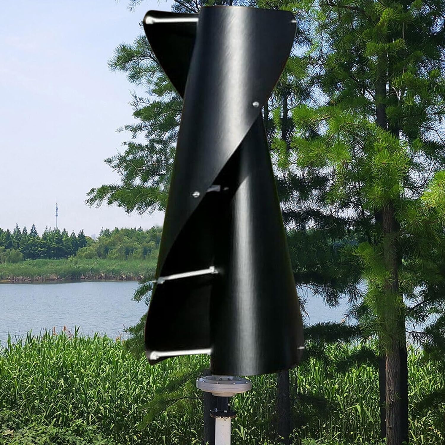 2000W Vertical Wind Turbine 12V/24V/48V Magnetic Levitation Wind Turbine Household Outdoor High-Power Wind Turbine, Real Standard Generator (Color : Black, Size : 48V)