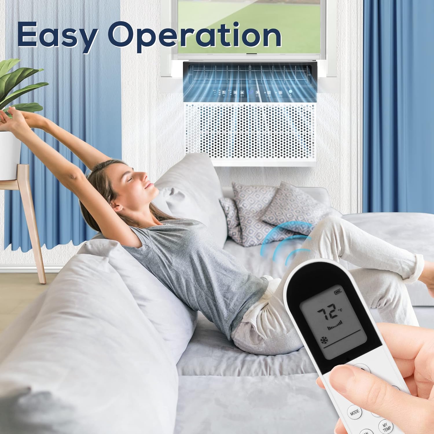 ZAFRO 12000BTU Window Air Conditioner U-Shaped Cools 550 Sq.Ft., Ultra Quiet Energy-Efficient Cooling, With Remote Control, White