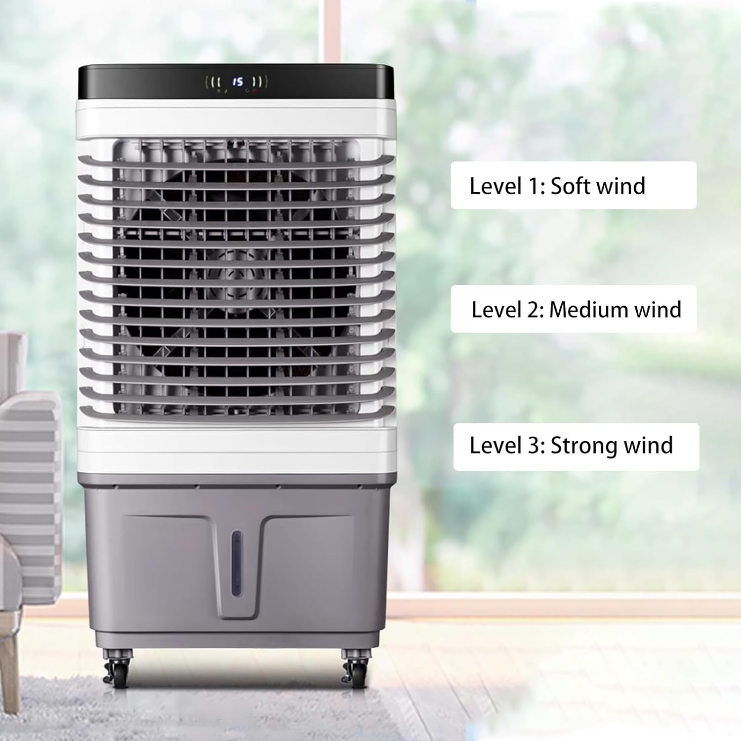 Evaporative Air Cooler, Portable Air Conditioners with 3 Speed, Timer, Water Tank, Industry Swamp Cooler for Room Garage Office