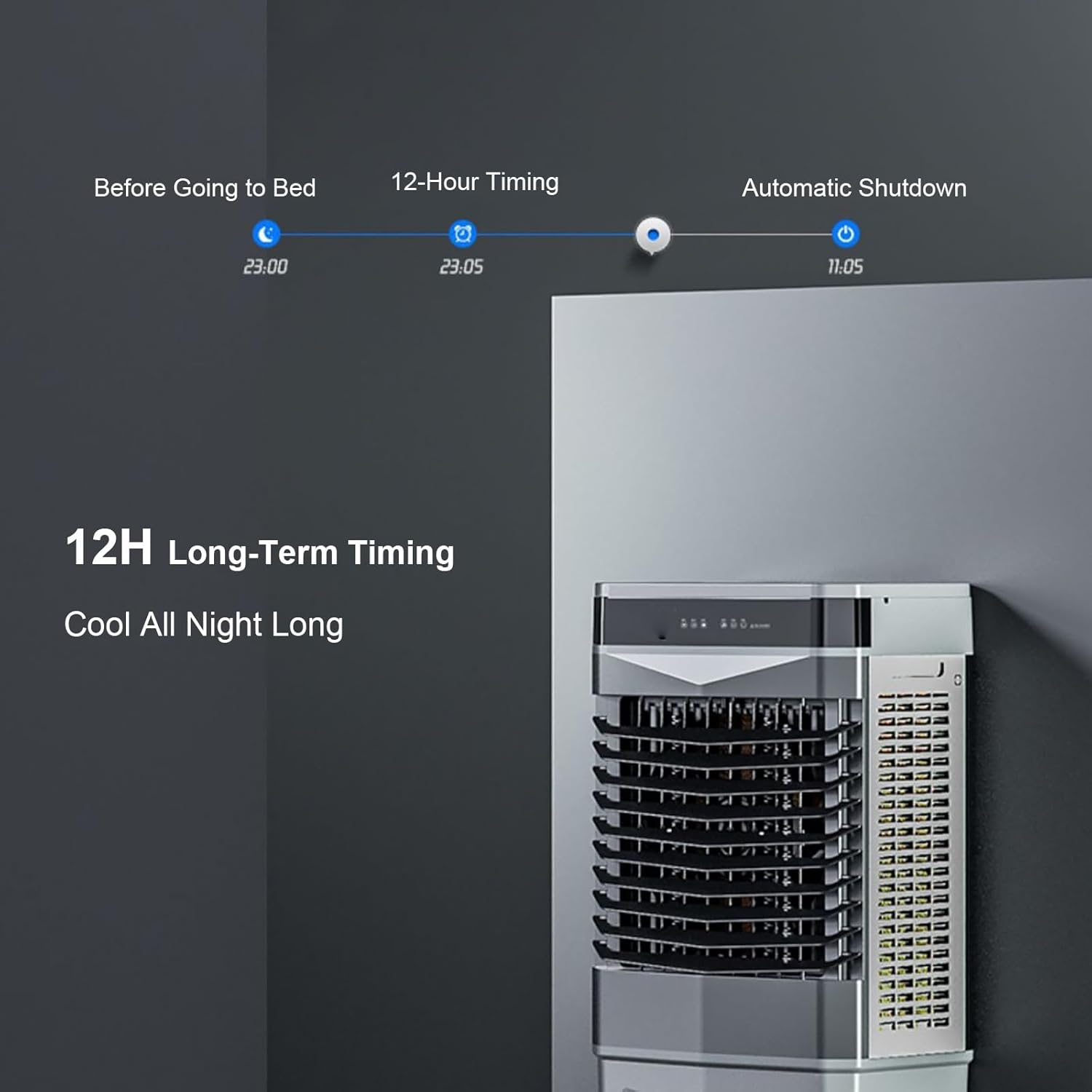 Indoor Swamp Cooler Fan, 3 In 1 Portable Air Conditioners, 10 Gallon Tank, 120° Oscillation, 4 Ice Packs, 12H Timer, Remote, 3 Modes & 3 Speeds Air Cooler for Room Cooling(90cm/35in)