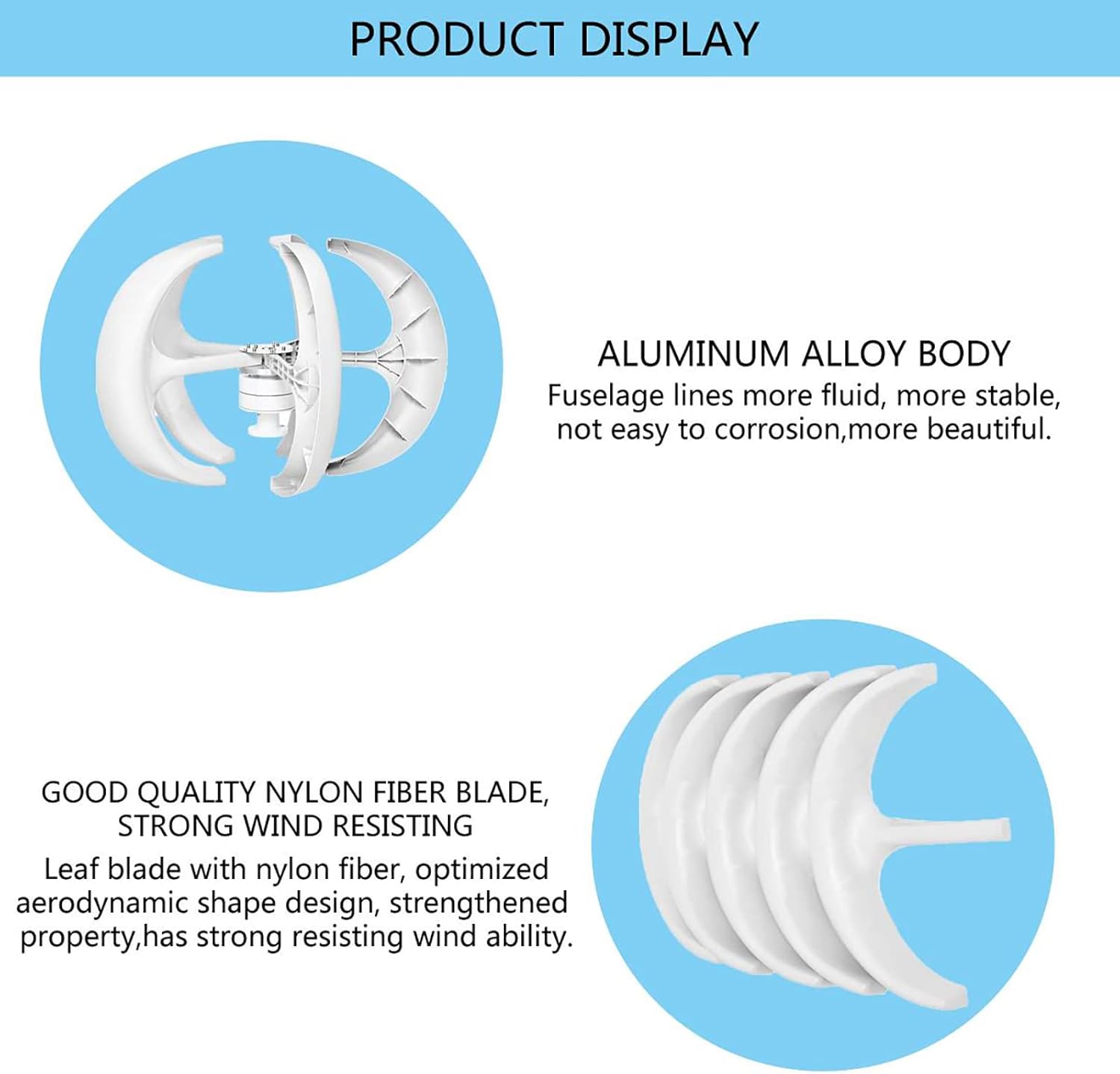 14000W White Turbine Wind Turbine Generator Kit, 12V/24V/48V 5 Blades Lantern Vertical Axis Wind Turbine Generator with Controller