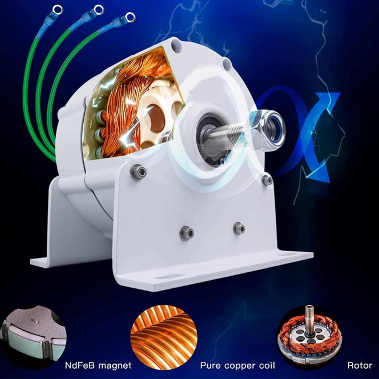 220V,BAOJUHUIKANG Permanent Magnet Generator 100W-14000W, 12V-220V 3 Phase AC Wind Turbine Generator with Base, for DIY Wind Turbine Blade Controller 14000W