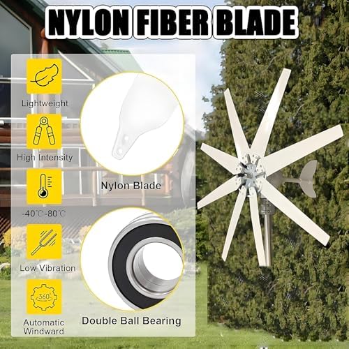 10000W Wind Turbine Generator Kit - 12V/24V/48V, 8-Blade Wind Power System with Charge Controller, Ideal for Marine & Home Use, Hybrid Solar-Wind Generator Solution