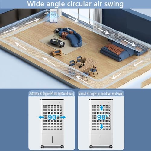 Portable Air Conditioner, 3-IN-1 Evaporative Air Cooler with Remote, 9L Tank, 4 Ice Packs, 3 Speeds, 15H Timer for Bedroom, Home, Office