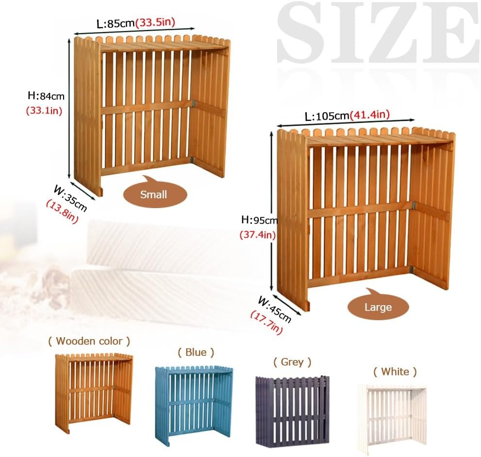 Outdoor Air Conditioner Cover For Outside Units Weatherproof Solid WoAir Conditioner Fence Screen For Outdoor Indoor Hide Privacy Orange blue Grey White (Color : Blue, Size : 105x4