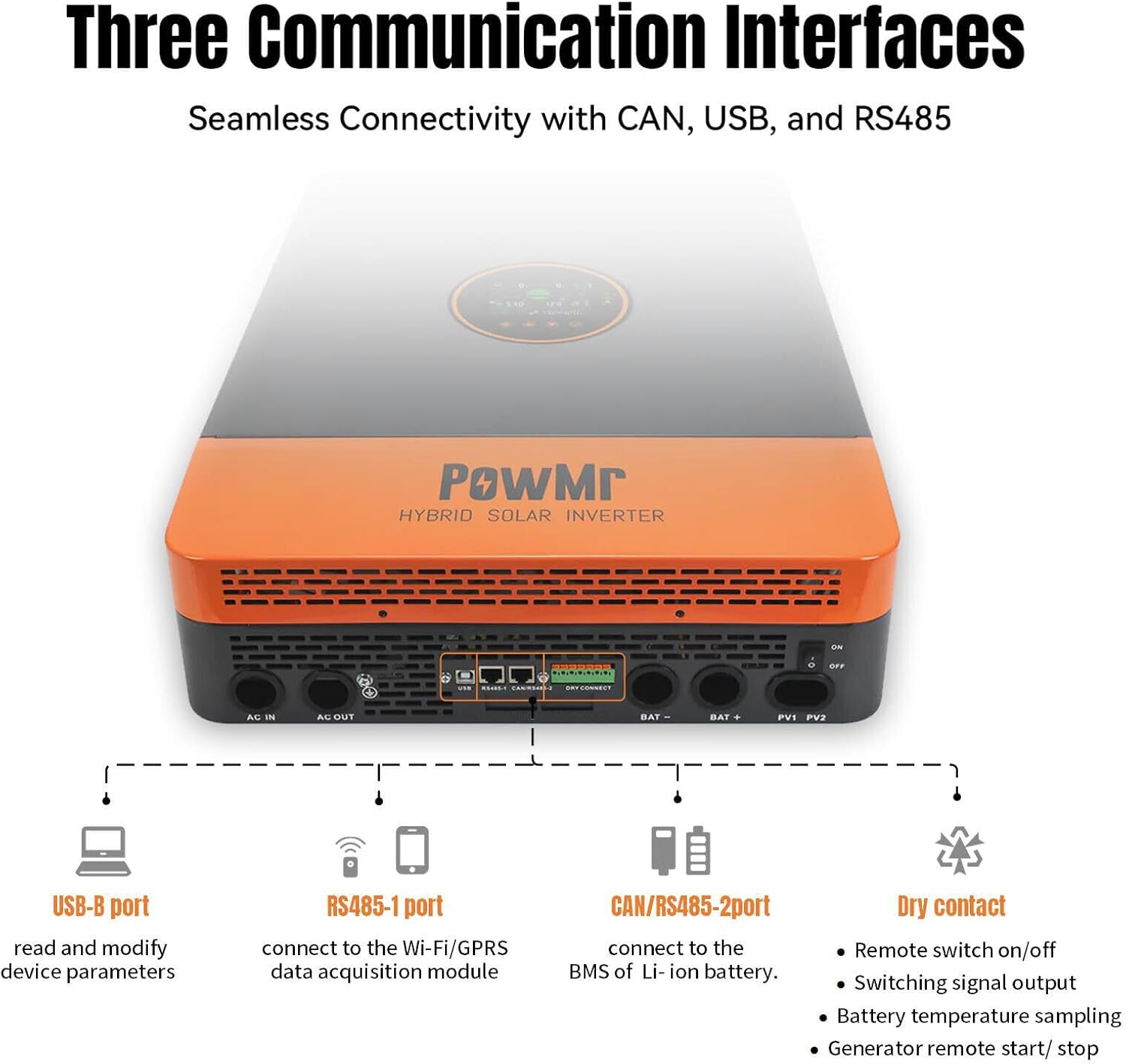 PowMr 10000W Split Phase 48V to 120/240V AC Solar Inverter, UL1741 10KW Inverter with 200Amp MPPT Charge Controller, for 48V Lead Acid, Lithium Battery, User-Define【 Support up to 6 Unit Parallel】