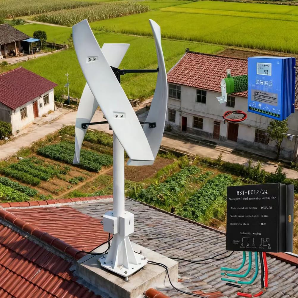 12V,BAOJUHUIKANG 12V-220V 3Phase Vertical Wind Generator 3000W No Noise Vertical Axis Wind Turbine Generator with Controller Suitable for Wind And Solar Power Generators(Low Noise)