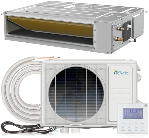 Senville 12,000 BTU Ducted Mini Split AC/Heating System, Concealed Duct, Built-in Water Pump, Wall Thermostat, 16 Ft. Installation Kit