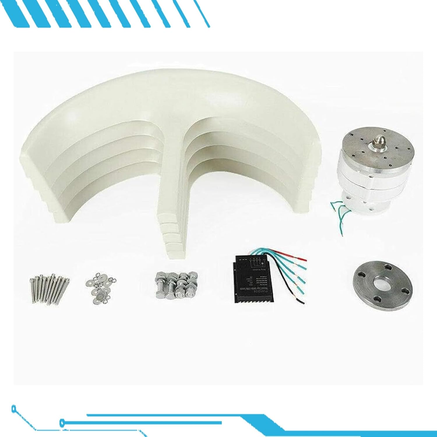 16000W Vertical Wind Turbine Generator Kit - 12V/24V/48V 5-Blade Renewable Energy System for Home, Boat, Marine & Street Lighting - Eco-Friendly Power Solution (White)