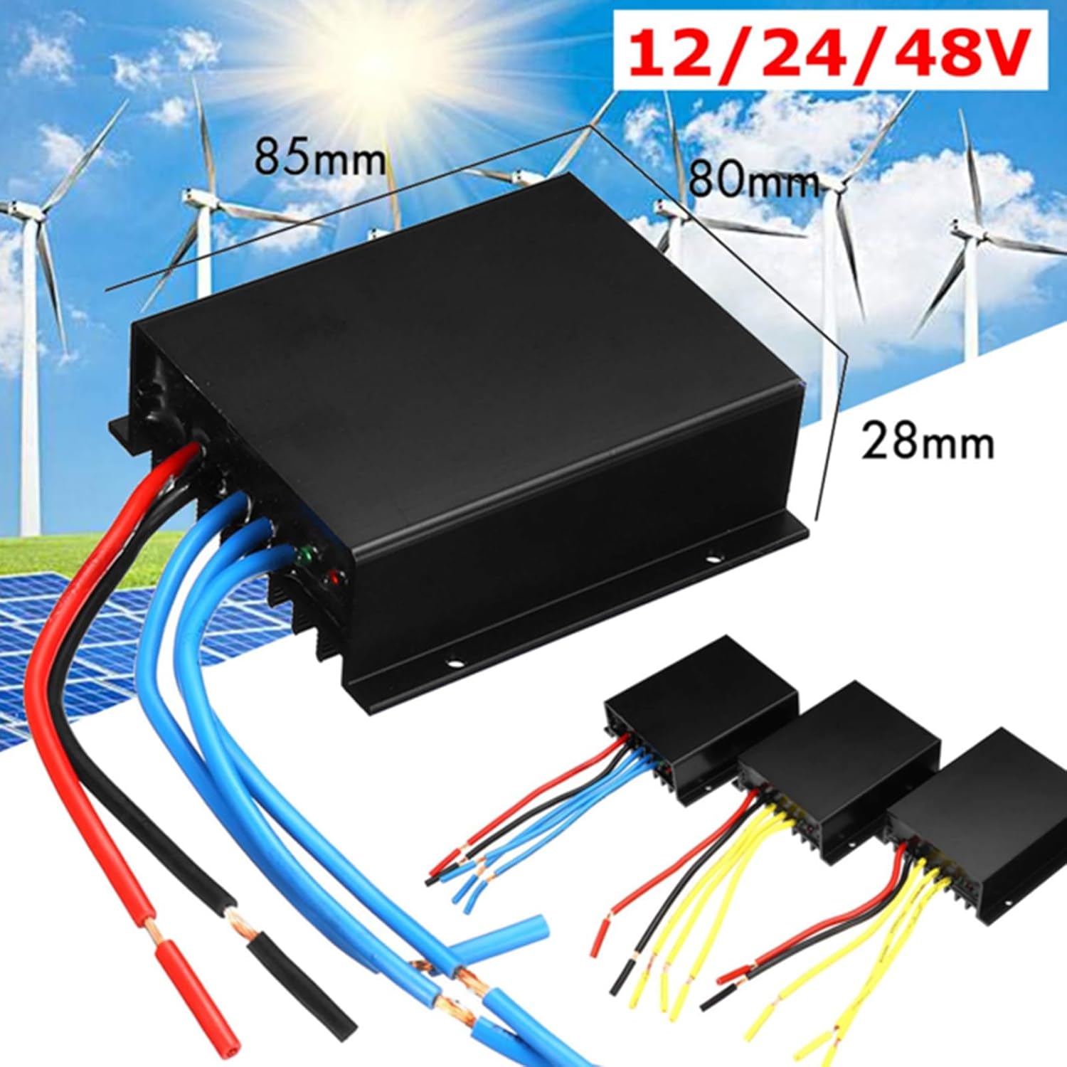 8000W 2M/S Black Spiral Wind Turbine Generator, 2 Leaves Free Energy Portable Solar Generator 12V 24V 48V 220V with MPPT Controller for Home, Camping & Boat