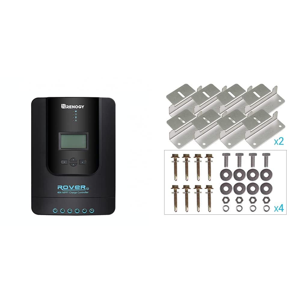Renogy Rover 40 Amp 12V/24V DC Input MPPT Solar Charge Controller + Renogy 4 Sets of Solar Panel Mounting Z Brackets
