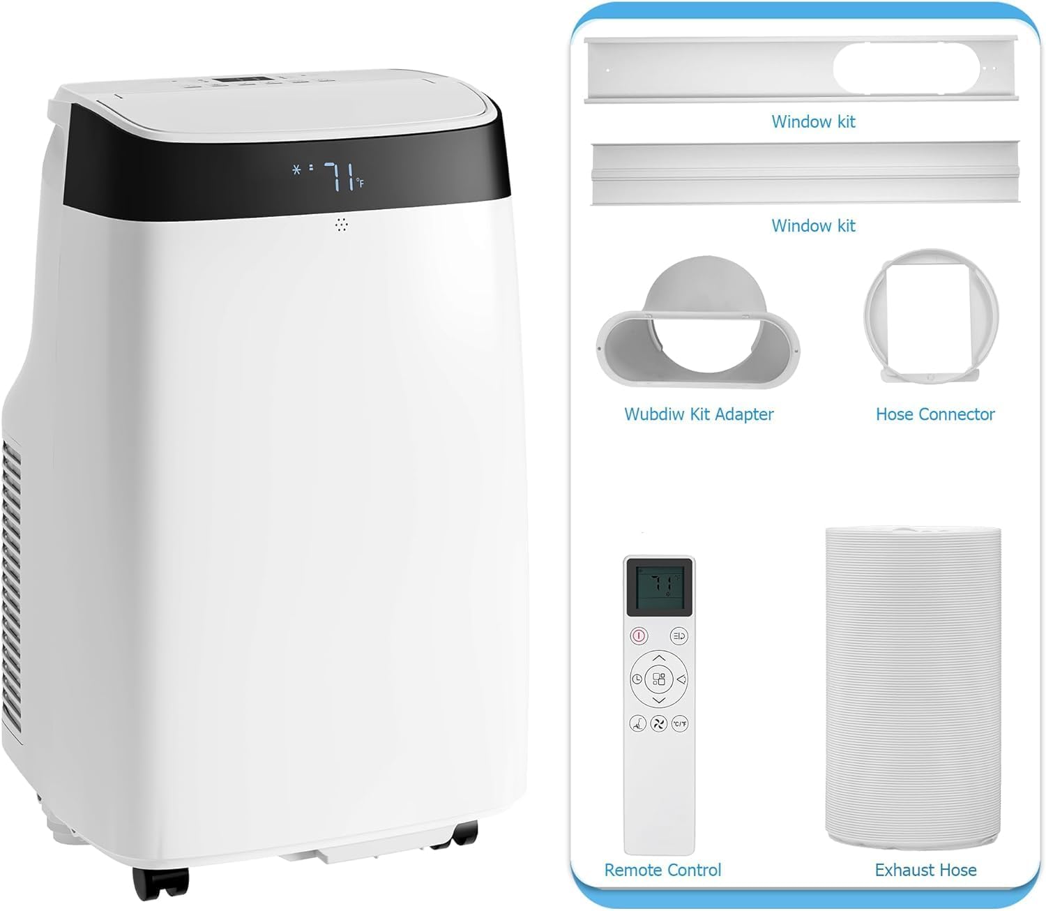 GarveeHome Portable Air Conditioner with Remote Control, 10000 BTU, 3 in-1 Quiet AC Unit, 3 Speeds, 24H Timer, Cools Room up to 450 Sq. ft, Multi-Function Modes, Smart Control Panel