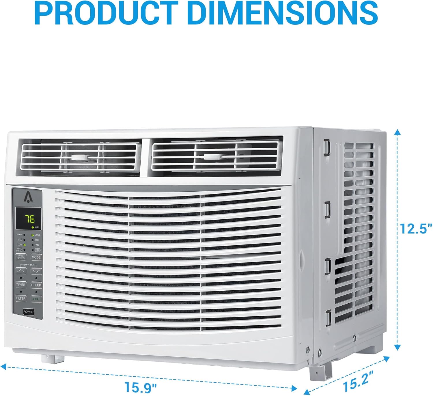 6,000 BTU Window Air Conditioner, Up to 350 Sq.Ft., Energy Saving Window AC Unit with Adjustable Thermostat & Fan Speed, 24-Hour Timer, for Office, Bedroom, Kitchen, White(with Wifi)