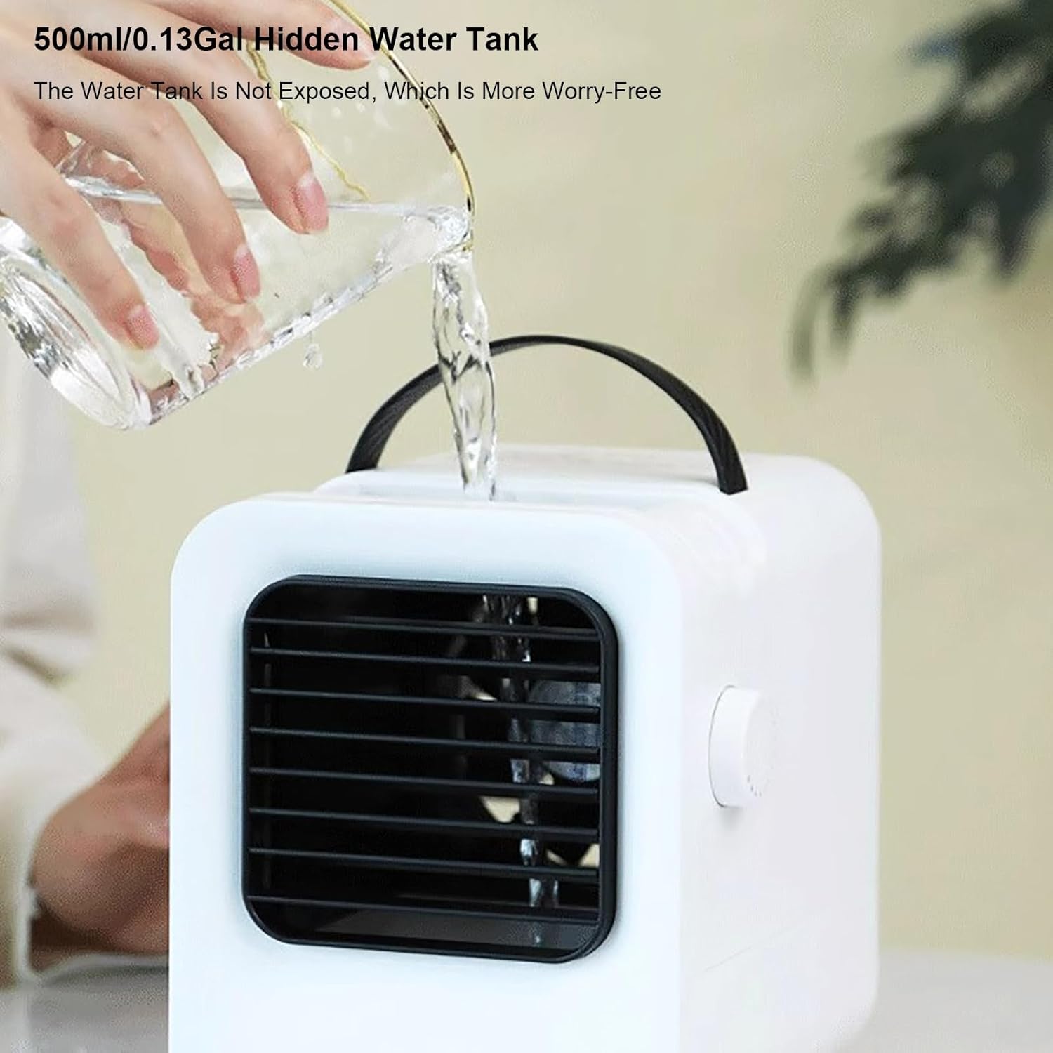 Personal Evaporative Air Cooler, Portable Air Conditioners with 0.13Gal Water Tank, 3 Wind Speeds, Small Swamp Cooler for Room Bedroom Office