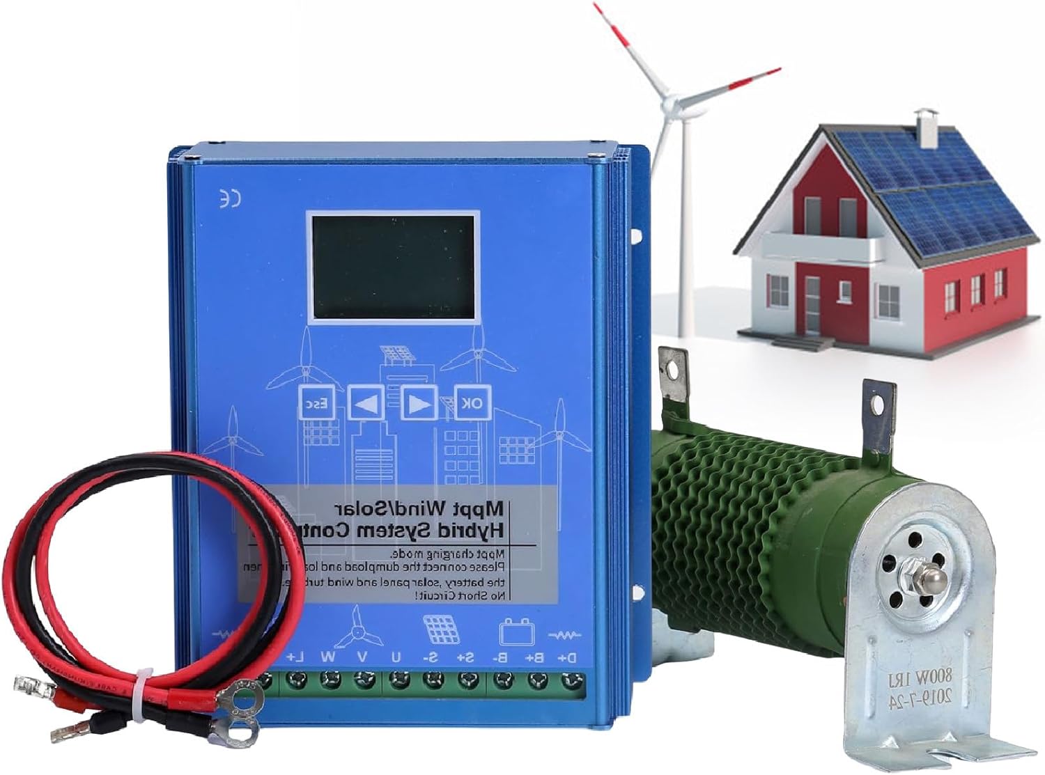 18000W MPPT Wind & Solar Panel Regulator Hybrid Charge Controller, 12V 24V 48V Automatic Wind-Solar Hybrid Charge Controller for Lead Acid Gel Power Supply,48V