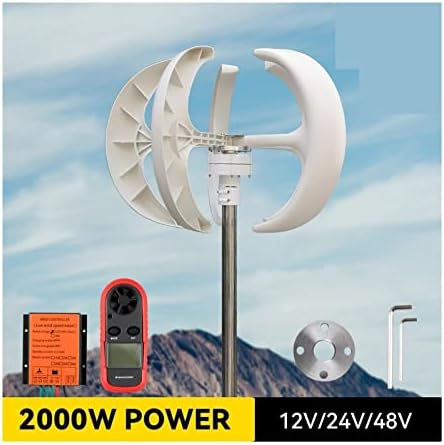 2000W Vertical Wind Turbine Generator - Low Noise 12V/24V/48V with MPPT Charge Controller - Efficient Windmill Power for Renewable Energy (Turbine Only, Blue)