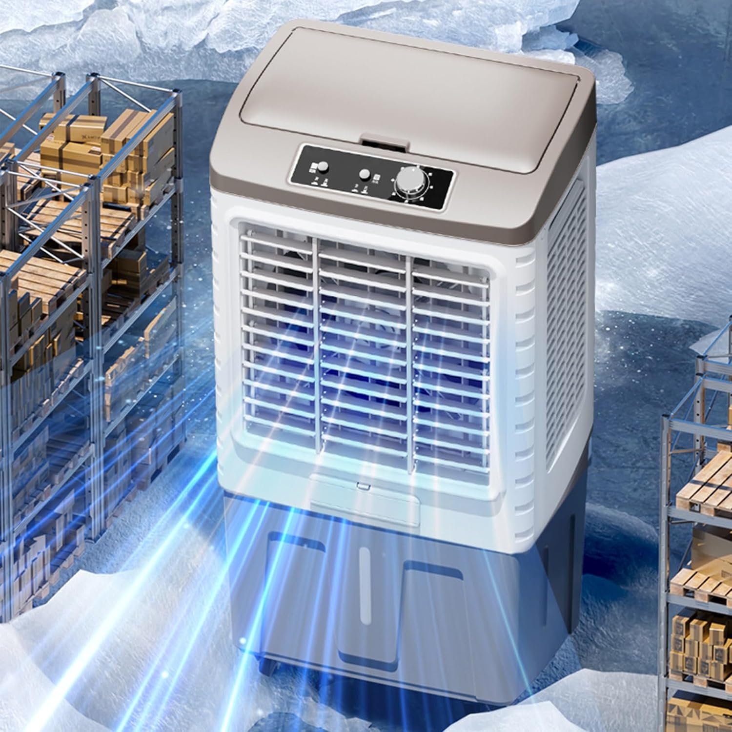 Portable Air Conditioners, 120°Oscillation Three Wind Speed Evaporative Cooler, Large Water Tank Air Cooler for Room Office(65.5 * 44.5 * 114.5cm)