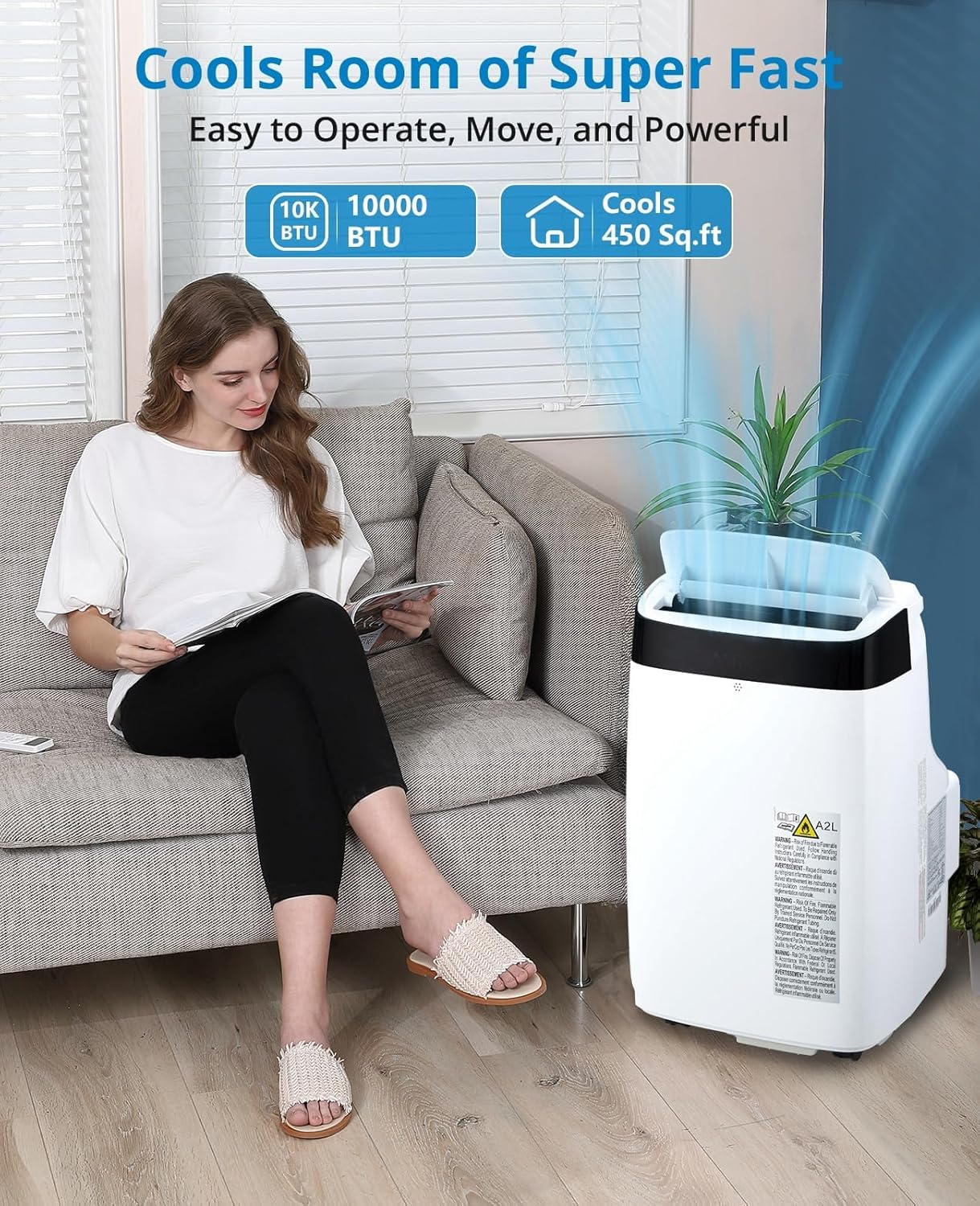 10000 BTU Portable Air Conditioner - 3-in-1 Cooling/Fan/Dehumidifier with Remote, Quiet Freestanding AC Unit | Cools Up to 450 sq.ft, Sleep Mode & 24H Timer