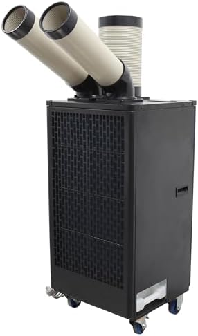 220V Industrial Portable Air Conditioner Air Flow 550m³/h with Wheels 5L Tank Double Outlet Commercial Spot Cooler Adjustable Outlet Ideal for insititute Workshops Outdoor Events 1100W