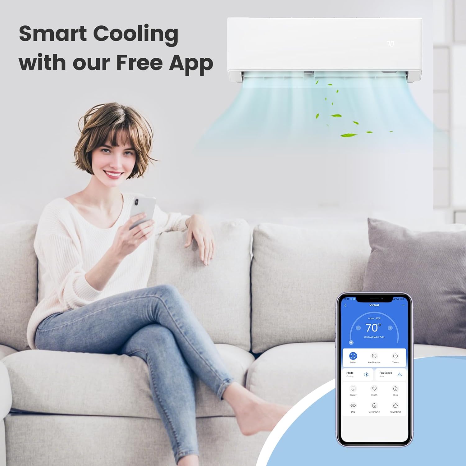 ARLIME Mini Split AC, 3 Zone 30000 BTU Wifi Enabled Air Conditioner & Heater, 23 SEER2, Energy Star, R32 Refrigerant, Inverter Wall AC Unit with Installation Kit, 208-230V (Tri Zone 7K+12K+12K)