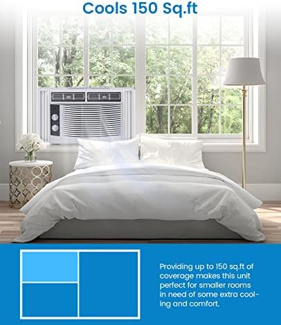 5,000 BTU Window Air Conditioner, Cools Up to 150 Sq.Ft., Quiet Operation, AC Window Unit With 7-Speed Temperature Sdjustment, 2 Fan & Cooling Speeds, White