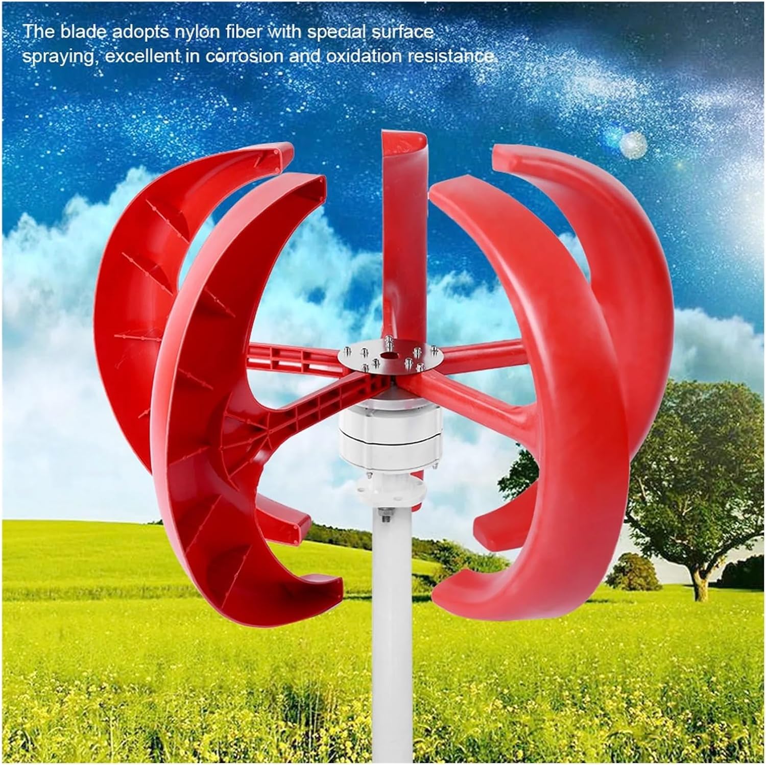 Vertical Axis Wind Turbine 5 Blade 600W DC12V Wind Turbine Vertical Wind Generator Kit Electricity Producer Equipment White Industrial Energy(White)