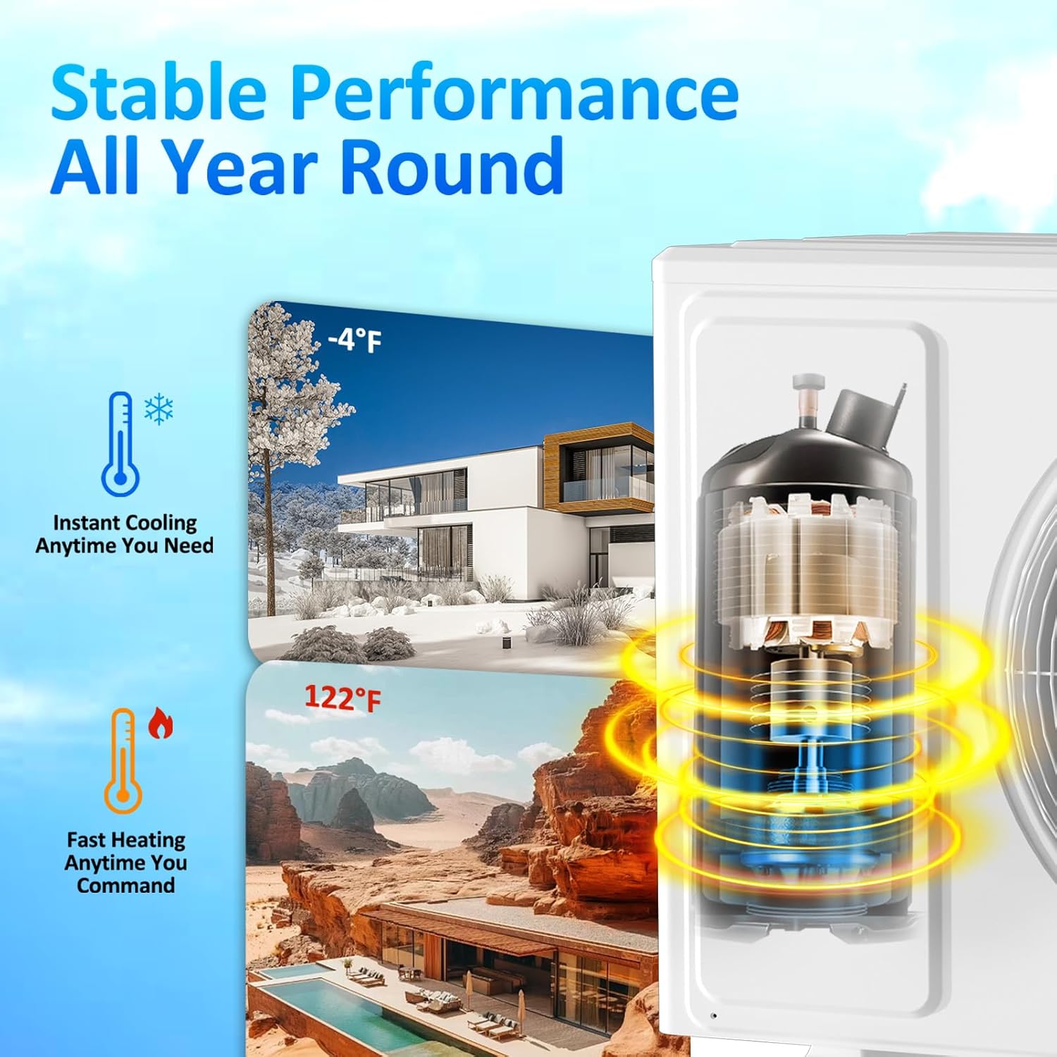 9000 BTU Mini Split AC/Heating System with Inverter, 19 SEER2 115V Energy Efficient Ductless Wall-Mounted Air Conditioner Unit Cools Rooms up to 450 Sq. Ft with Heat Pump & Installation Kits