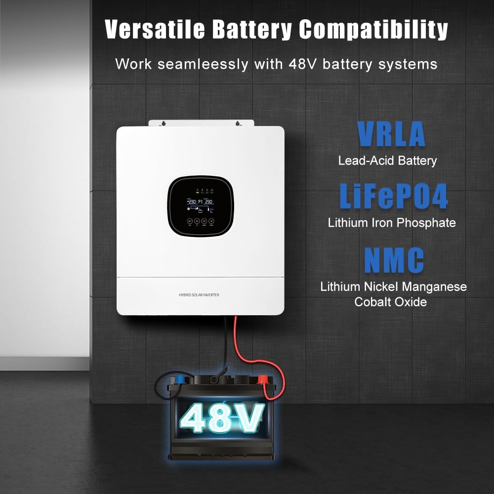 Yinleader Hybrid Solar Inverter 6500 watt, 48V Pure sine Wave Hybrid Inverter to 240V Inverter and 120A MPPT Solar Inverter Charger for Off-Grid System