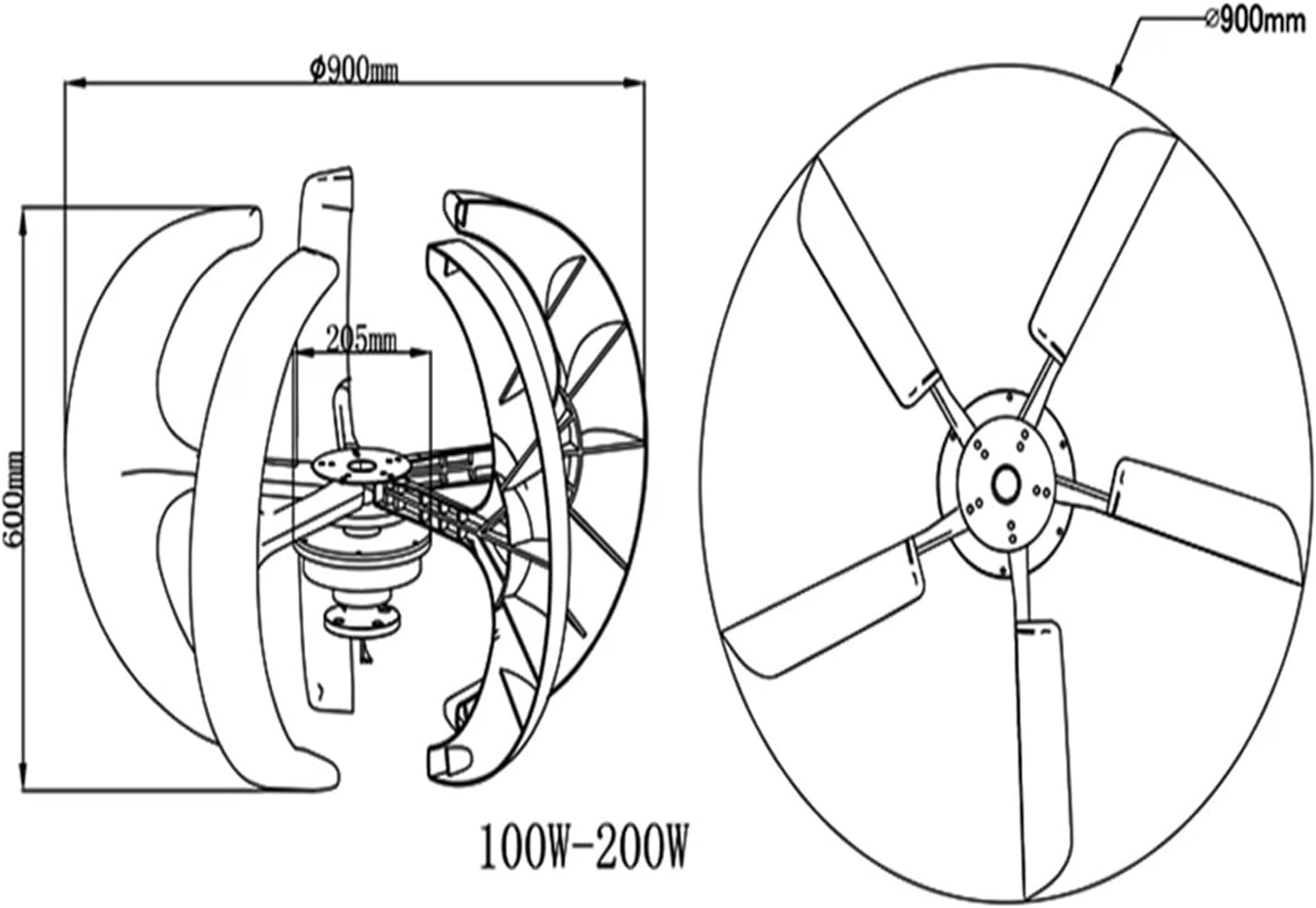 Wind Turbine Generator Kit, 500W Vertical Axis Wind Generator 12V 24V Red and White Ball Type for Land Marine Use Low Wind Speed Starting Wind Turbines(Wihte,5 Blades_24V)