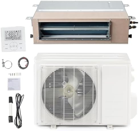 Bonnlo 12000 BTU Ducted Split Air Conditioner with Inverter & Wired Controller, 24 SEER2 Concealed Duct Mini Split AC/Heating System with Pre-Charged Condenser, Heat Pump & Installation Kit, 230V