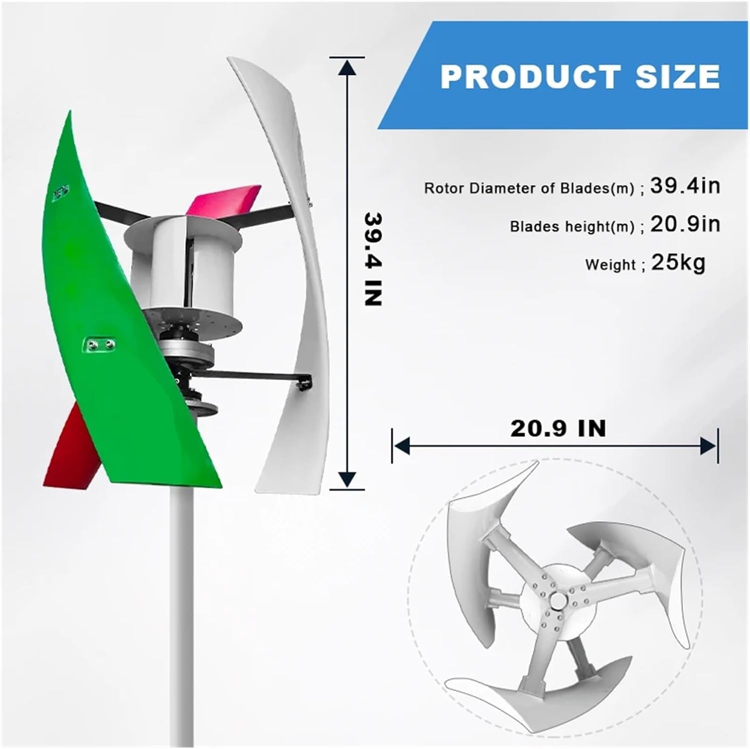 Wind Turbines, 5000W Vertical Wind Turbine Yacht Farm Family Farm Low Wind Speed Starting Wind Turbines(12V)