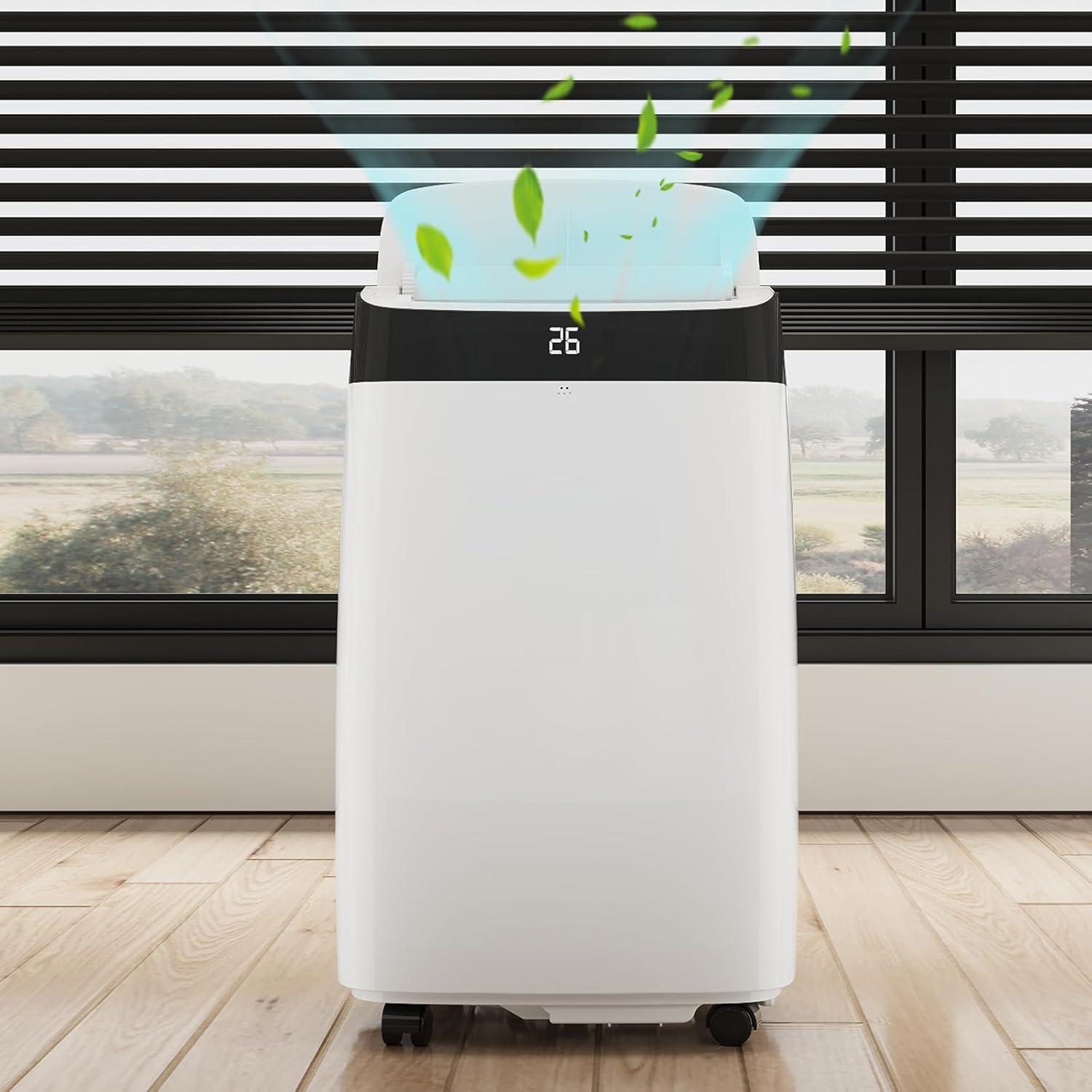 14,000 BTU Portable Air Conditioner, 3-In-1 Free-Standing Cooling AC Unit With Dehumidifier/Fan, Remote Control, Quiet Sleep Mode, 24H Timer, for Room Up 450 Sq. Ft, Black