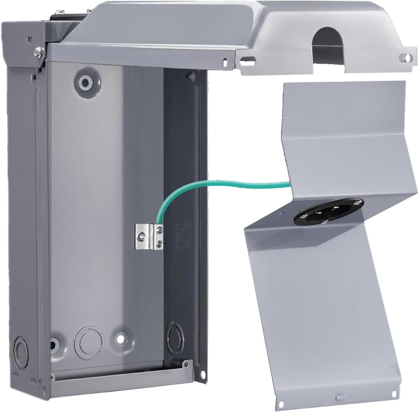 30 Amp Generator Power Box Stainless Steel Rainproof 7500W with Removable Knockout Holes for Outdoor Residential Commercial Use