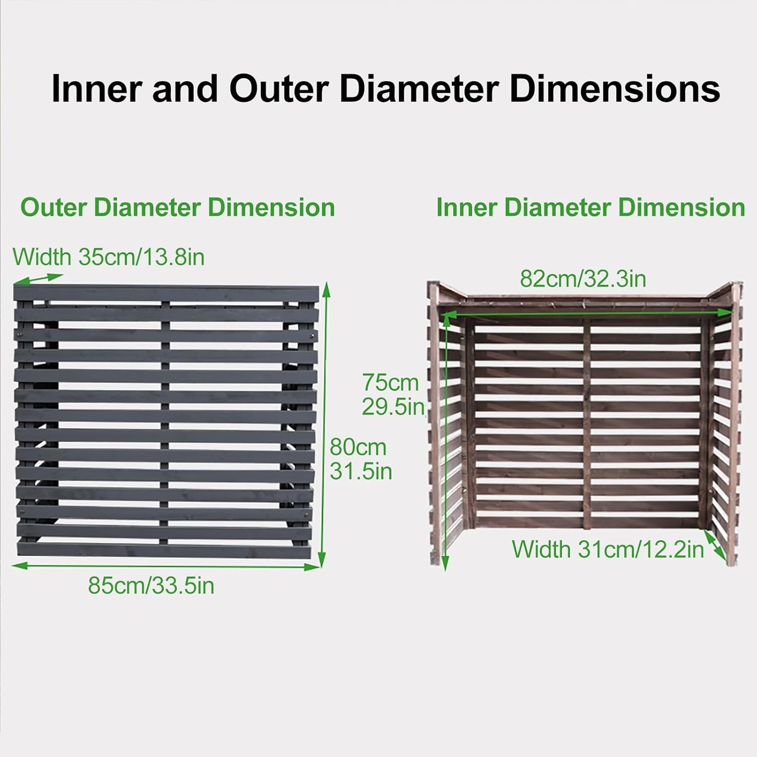 Air Conditioner Fence Screen Outdoor, Wooden Split AC Cover for Outside Units, Shelf Plant Stand for Outdoor, Garden (Color : Black, Size : 85x80x35cm)